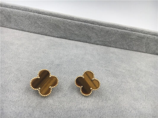 Van  Arpels Vintage Alhambra earrings 18k yellow gold with bois d’amourette