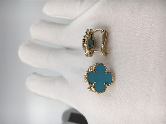 Van  Arpels Sweet Alhambra earstuds 18k yellow gold with turquoise