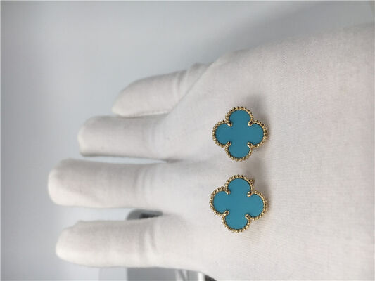 Van  Arpels Sweet Alhambra earstuds 18k yellow gold with turquoise