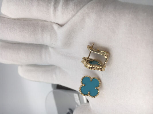 Van  Arpels Sweet Alhambra earstuds 18k yellow gold with turquoise