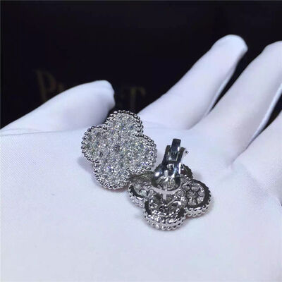Van  Arpels Magic Alhambra earrings 18k white gold and round diamonds