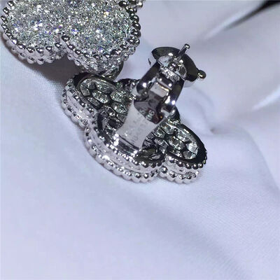 Van  Arpels Magic Alhambra earrings 18k white gold and round diamonds