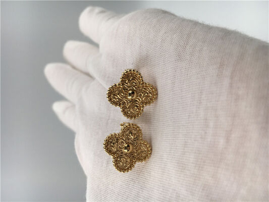Van  Vintage Alhambra Earrings , 18K Yellow Gold Van  Mini Alhambra Earrings