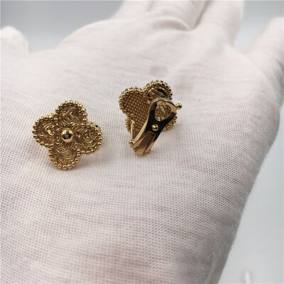 Van  Vintage Alhambra Earrings , 18K Yellow Gold Van  Mini Alhambra Earrings