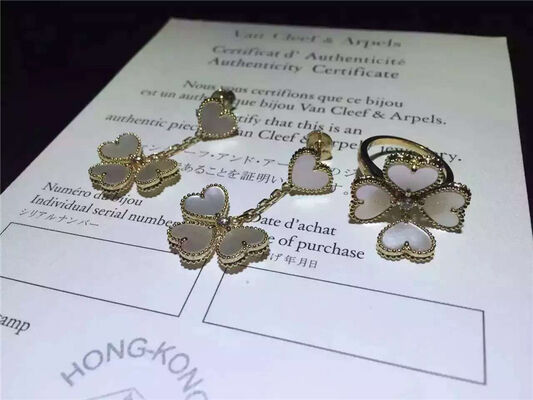 Van  Sweet Alhambra Earrings , White Mother Of Pearl Earrings With Round Diamond