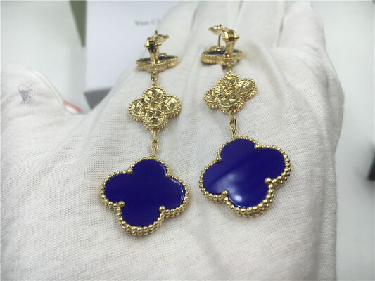 VCARO9II00 Van  Vintage Alhambra Earrings With Malachite / Diamond