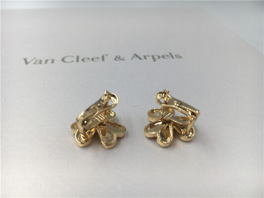 Unique Luster Diamond 18K Gold Earrings With Heart Shaped Petal Design