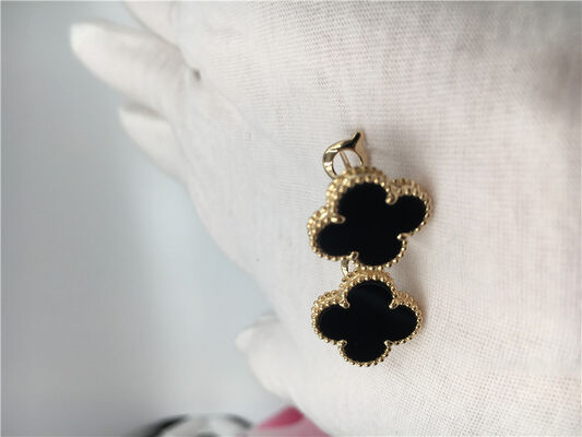 Van  Arpels Vintage Alhambra Earrings 18k Yellow Gold With Onyx Fine Jewelry