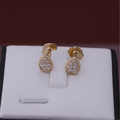 French Fine Gold Jewelry Serpent Bohème XS Motif Ear Studs in Pink Gold Earrings JCO01362