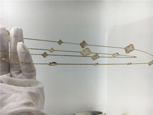 Long Necklace Van  And Arpels With Flower Shape 16 Motifs White Gold Pendant Necklace