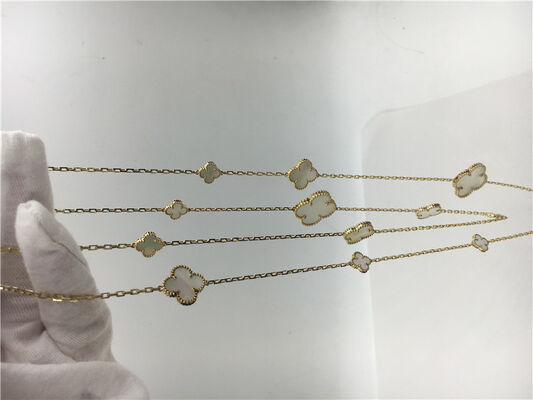 Long Necklace Van  And Arpels With Flower Shape 16 Motifs White Gold Pendant Necklace