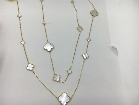 Long Necklace Van  And Arpels With Flower Shape 16 Motifs White Gold Pendant Necklace