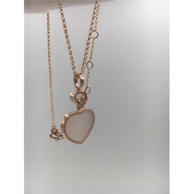 Women'S Natural Diamond Heart Pendant 18K Gold 45cm Length With Handmade
