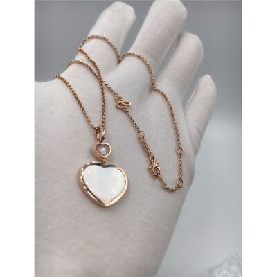 Women'S Natural Diamond Heart Pendant 18K Gold 45cm Length With Handmade