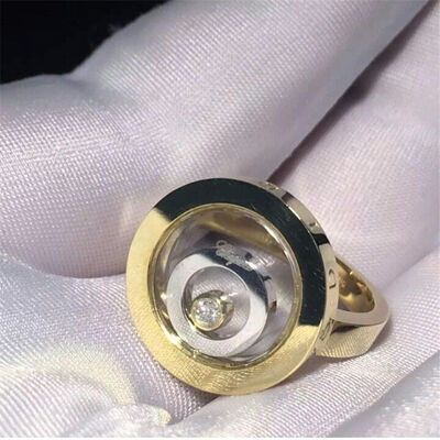 18K Gold jewelry Happy Spirit Ring , Heart Shape Natural 0.1 Carat Diamond Ring