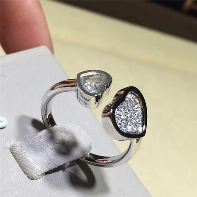 0.22 Carat Natural Diamonds 18K  gold Happy Hearts Ring Handmade No Stone