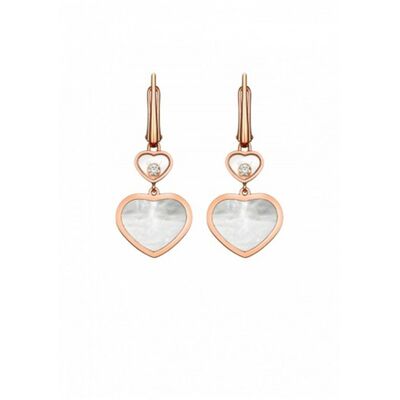 Happy Gold Heart Earrings 18K With Natural Diamonds Stone