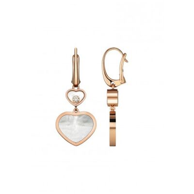 Happy Gold Heart Earrings 18K With Natural Diamonds Stone