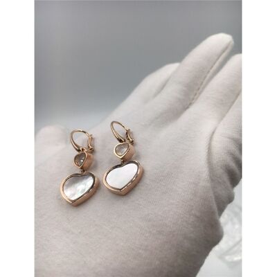 Happy Gold Heart Earrings 18K With Natural Diamonds Stone