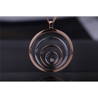 Happy Spirit Long Necklace Rose and White Gold Diamond Pendant 795014-9001