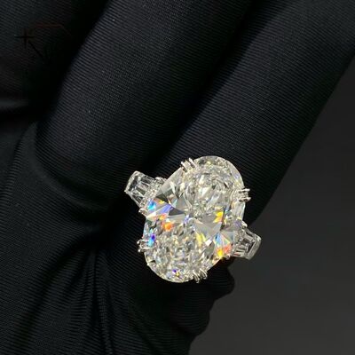 Luxuryshine Oval Cut VVS/VS Lab Grown Diamond 10CT Solitaire Ring 18K solid Gold custom Jewelry  With IGI Certificate
