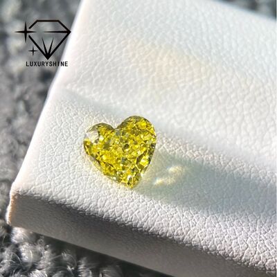 LuxuryShine VS1 Lab Grown Diamond Fancy Yellow Heart Shape 1CT 2CT 3CT 4CT 5CT Real Diamonds With IGI Certificate