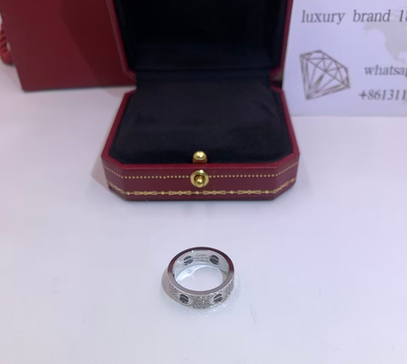 B4237500 18K White Gold  Jewelry Love Ring With Diamonds / Ceramic